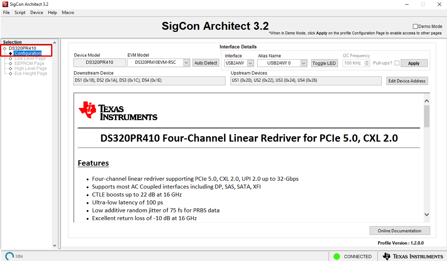  DS320PR410
                            Configuration Page