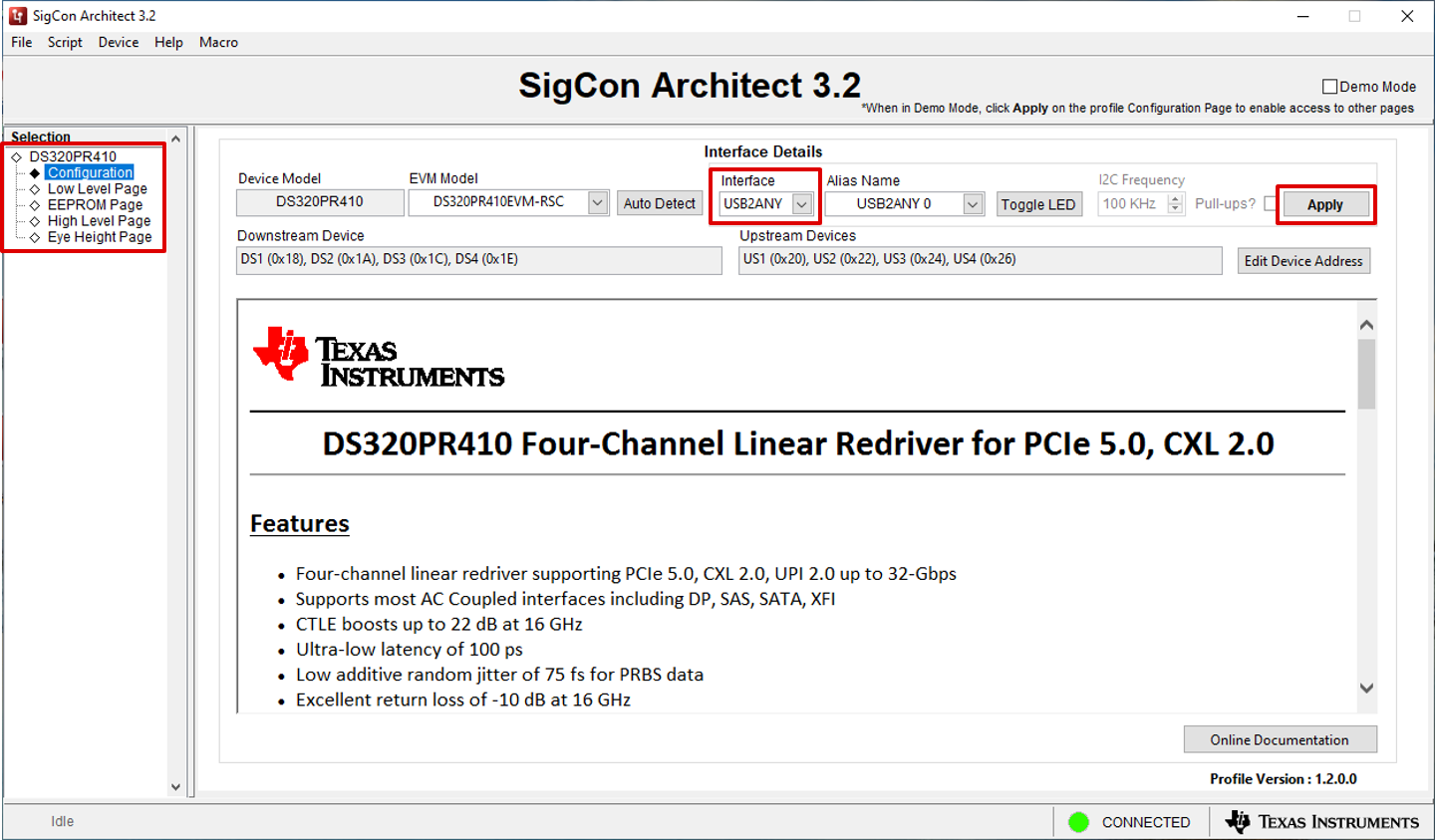  Interface Adapter
                            Select and Apply Settings