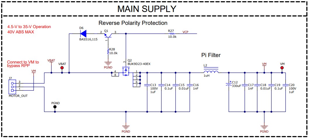 MCT8314ZEVM Main Supply