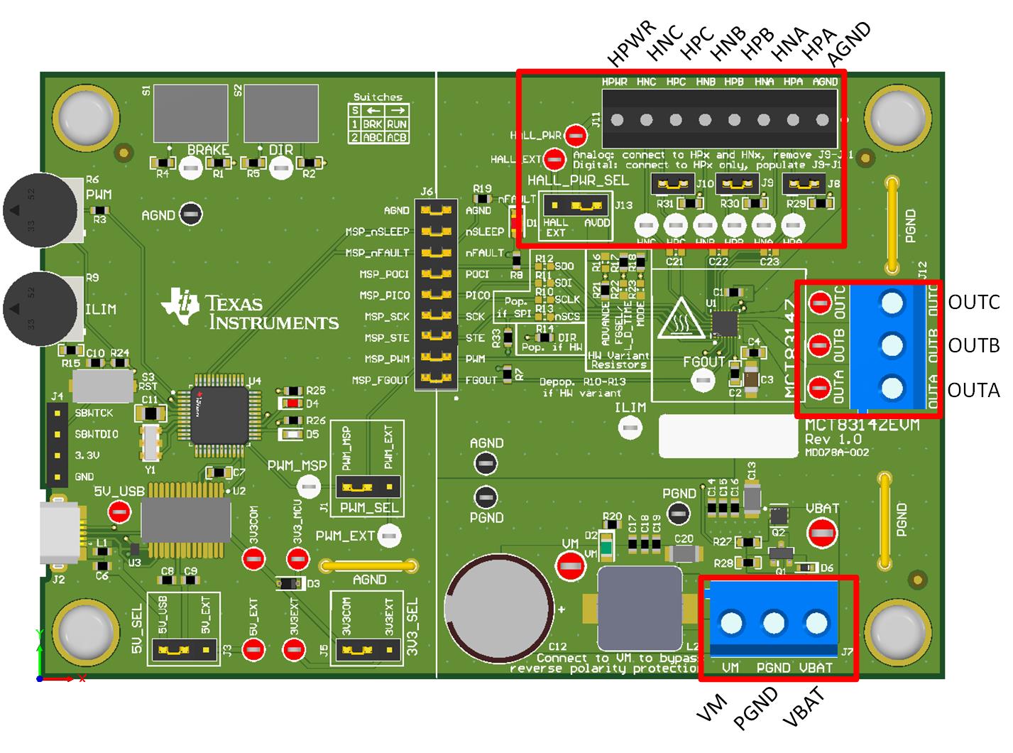 MCT8314ZEVM Connections from Motor to
          MCT8314ZEVM