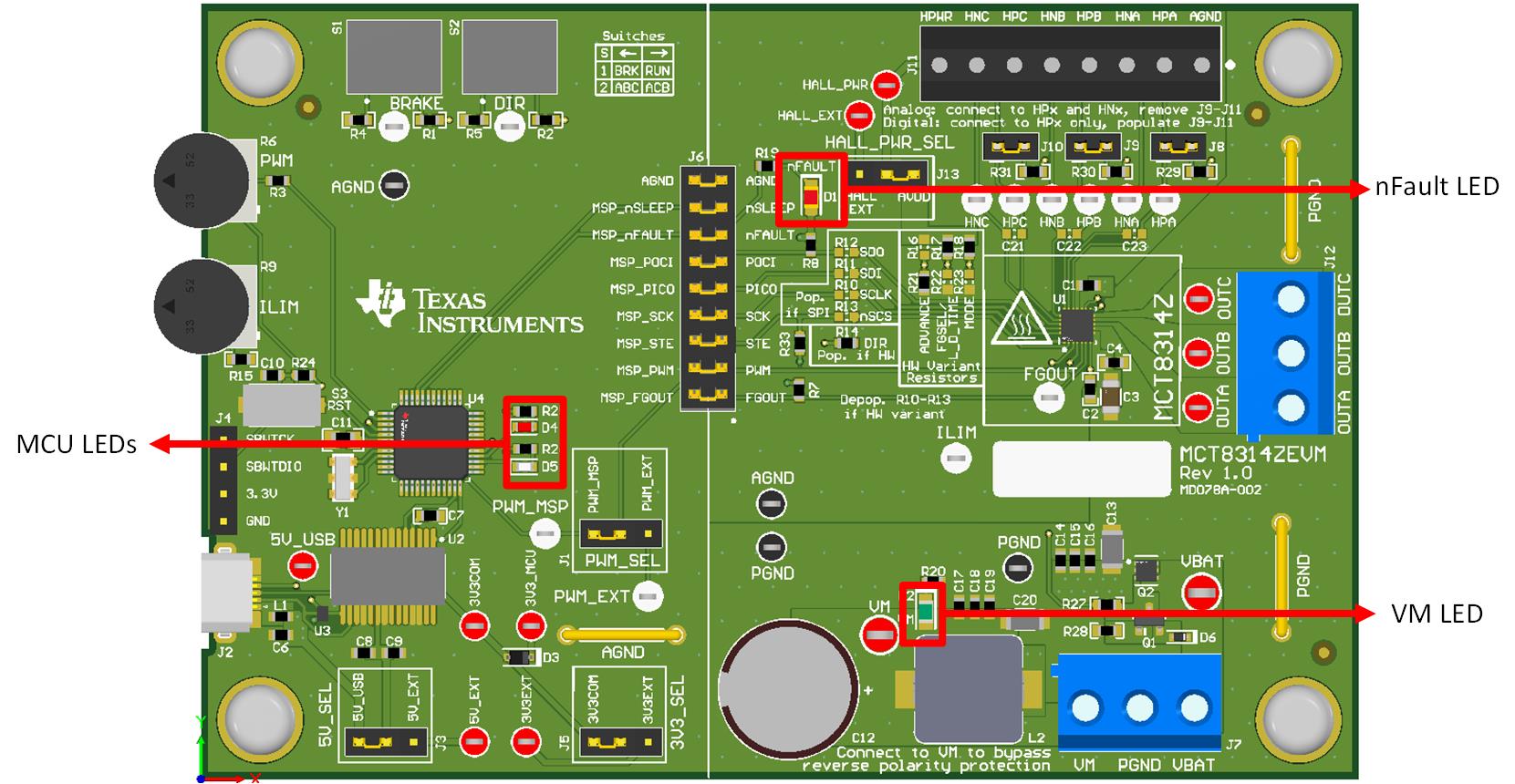 MCT8314ZEVM MCT8314ZEVM LEDs