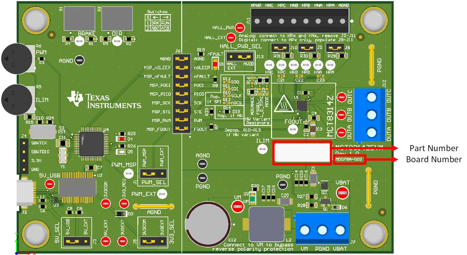 MCT8314ZEVM MCT8314ZEVM Part Number and
                    Board Number