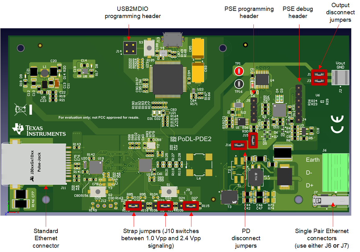 DP83TD510E-PoDL-EVM PD Jumpers