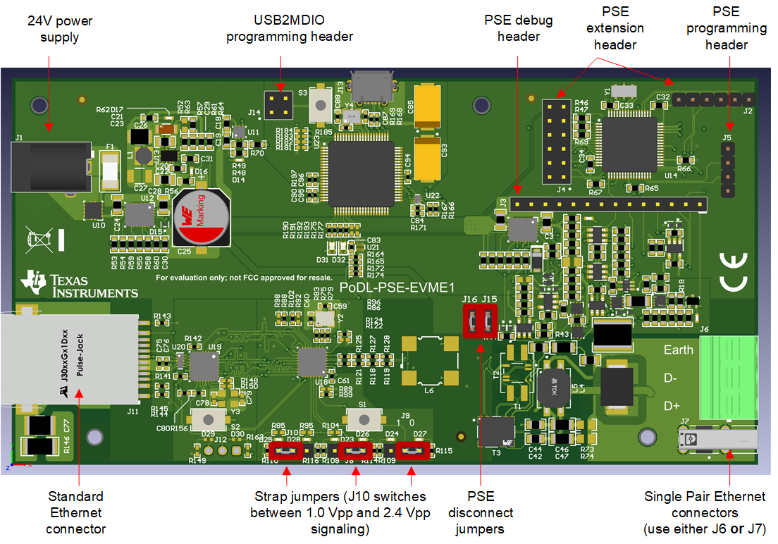 DP83TD510E-PoDL-EVM PSE Jumpers