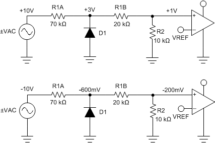  Split Voltage Divider Negative Voltage Protection