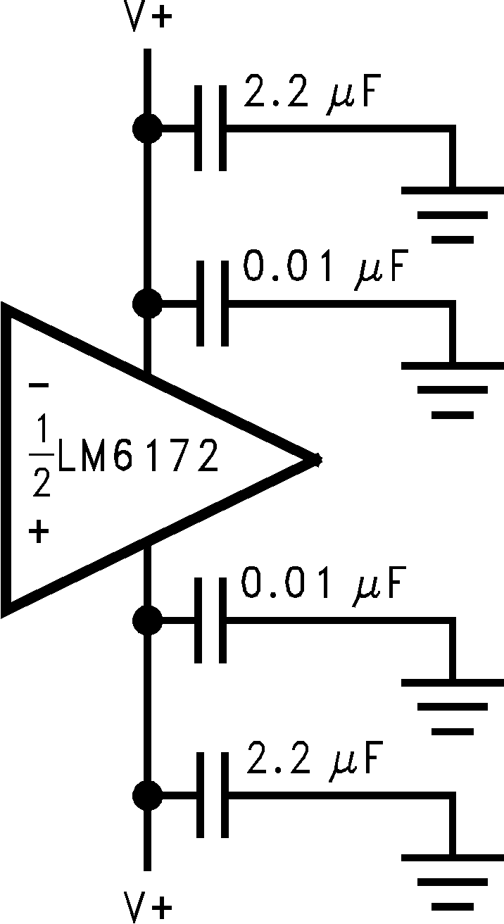 LM6172 Power Supply Bypassing