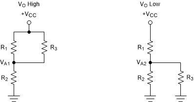 TLV1811-Q1 TLV1821-Q1 TLV1812-Q1 TLV1822-Q1  TLV1814-Q1 TLV1824-Q1 Inverting Configuration Resistor Equivalent Networks