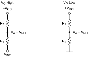TLV1832 TLV1842  Non-Inverting Configuration Resistor Networks