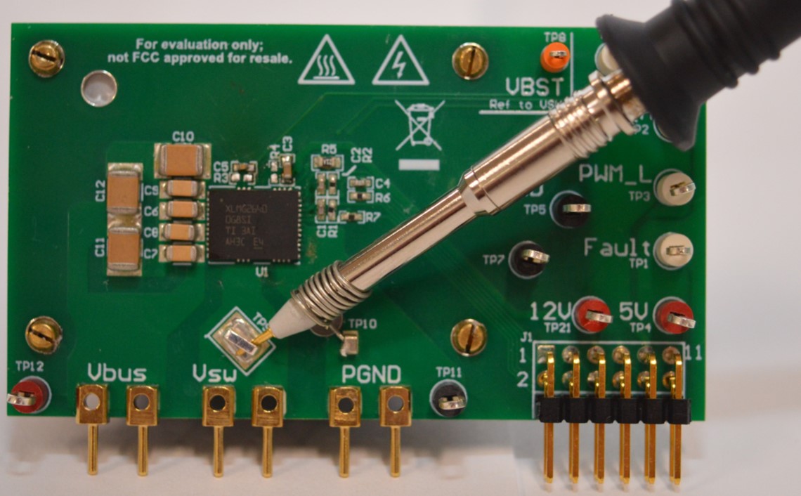 LMG2640EVM-090 Switch-Node Voltage
                                Measurement with High-Bandwidth Probe and Pigtail Ground
                                Connection