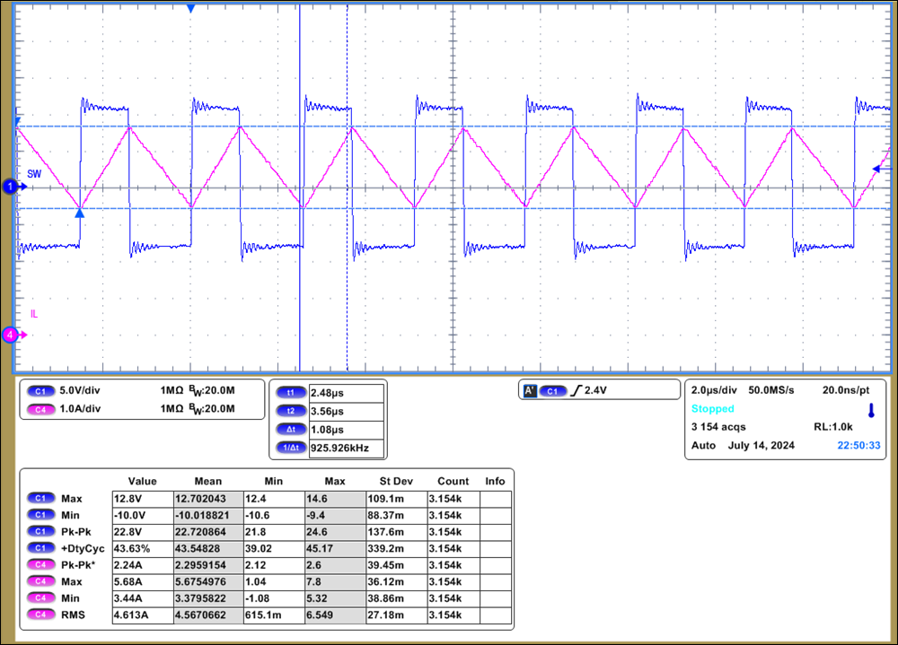  SW and IL Waveforms Under IOUT = - 2.7A