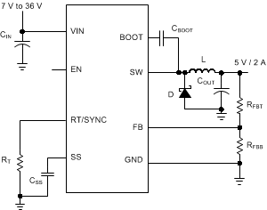 LMR14020-Q1 Application Circuit, 5V Output