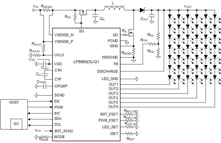 LP8866-Q1 Full Feature Application for Display
          Backlight