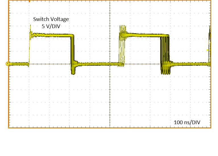 LM63635-Q1 Typical PWM Switching Waveforms With Spread Spectrum VIN = 12 V,
                            VOUT = 5 V, IOUT = 2.5 A, ƒSW = 2100
                        kHz