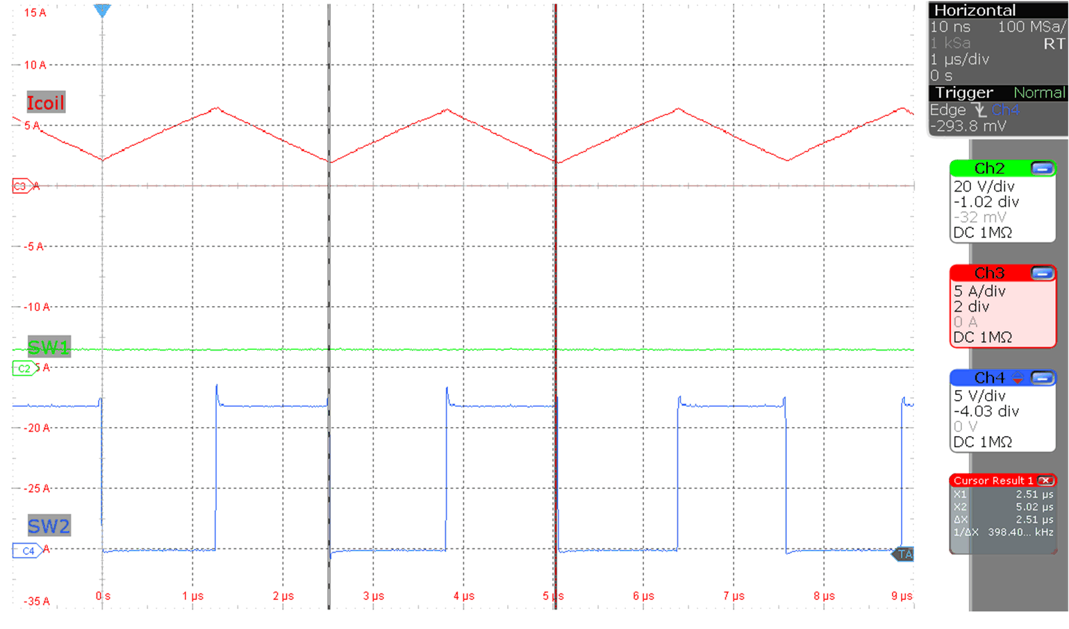 LM5177 Inductor current boost
                        operation (MODE = V(VCC),
                            Vo = 12 V, Io = 0 A, V(VIN) = 6
                        V)