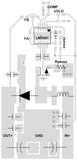 LM3481-Q1 Typical Layout for a Boost Converter