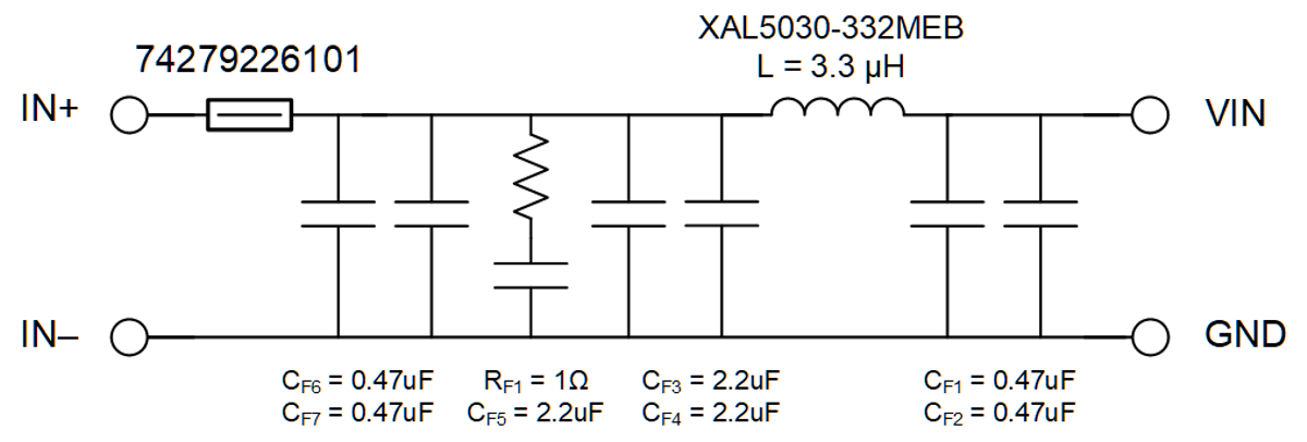 LM61480T-Q1 LM61495T-Q1 Recommended
            Input EMI Filter