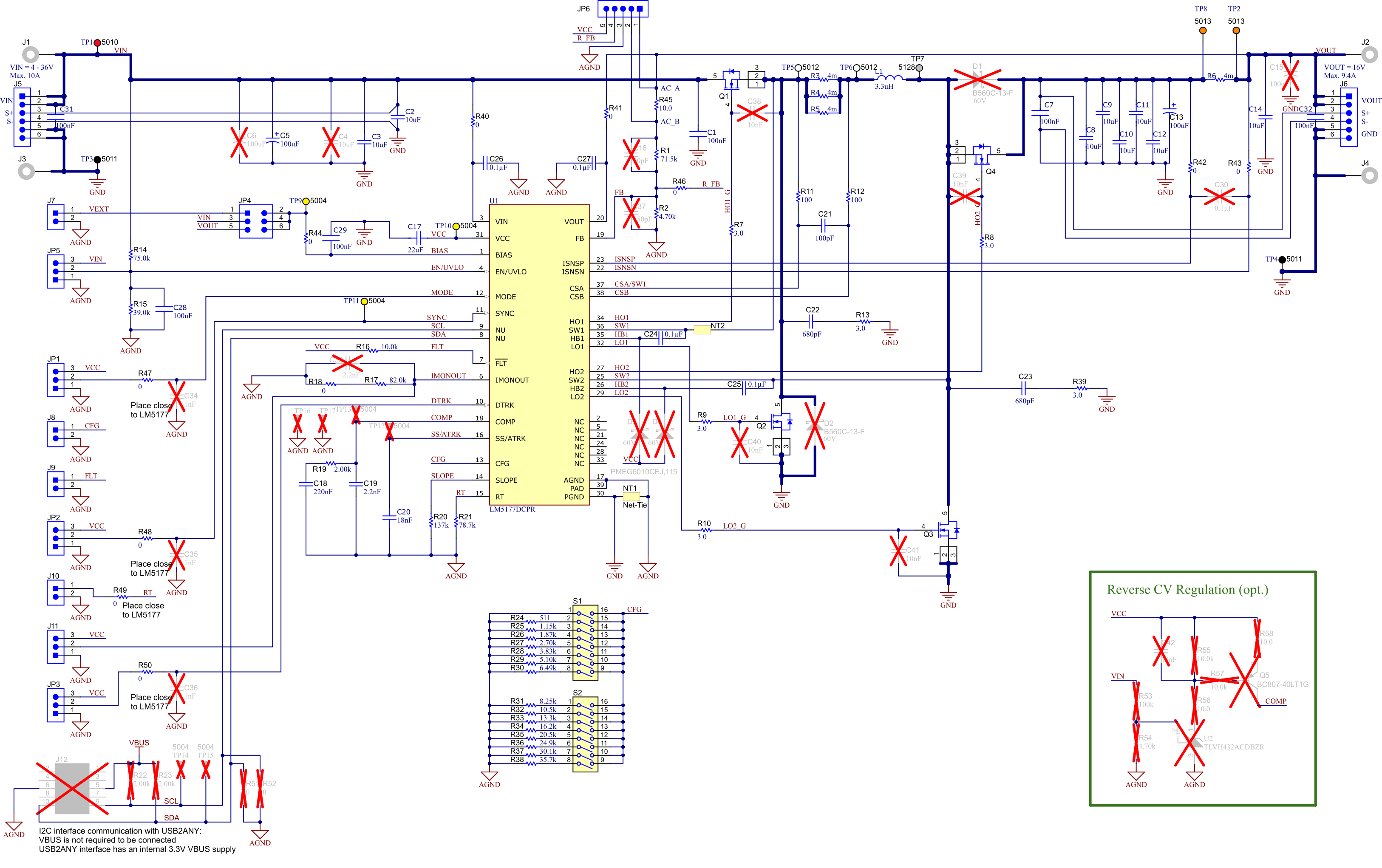 LM5177 LM5177EVM-HP 4-Switch Buck-Boost Converter Schematic