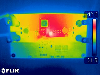 LM5177 LM5177EVM-HP Thermal Image: VIN = 4.2 V, IOUT = 2.2 A, No Forced Air Cooling