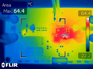 LM51772EVM Thermal Image: VIN = 24V, IOUT = 5.0A, No Forced Air Cooling