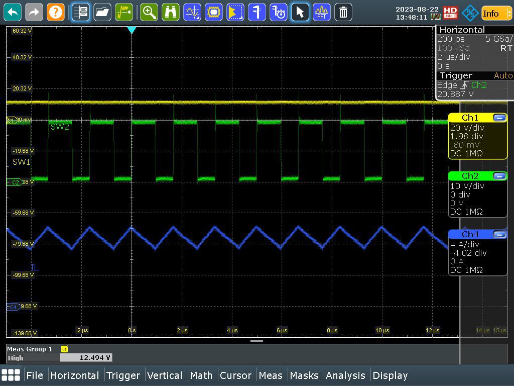 LM51772EVM SW1, SW2, IL (VIN = 12V, IOUT = 5.0A)