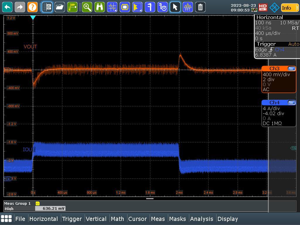 LM51772EVM Load Step (VIN = 24V, IOUT = 2A – 5A)