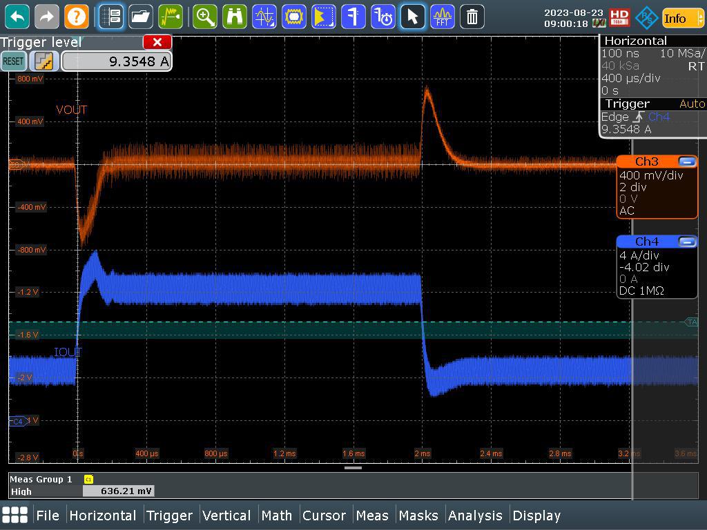 LM51772EVM Load Step (VIN = 9V, IOUT = 2A – 5A)