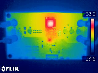 LM51772EVM Thermal Image: VIN = 48V, IOUT = 5.0A, No Forced Air Cooling