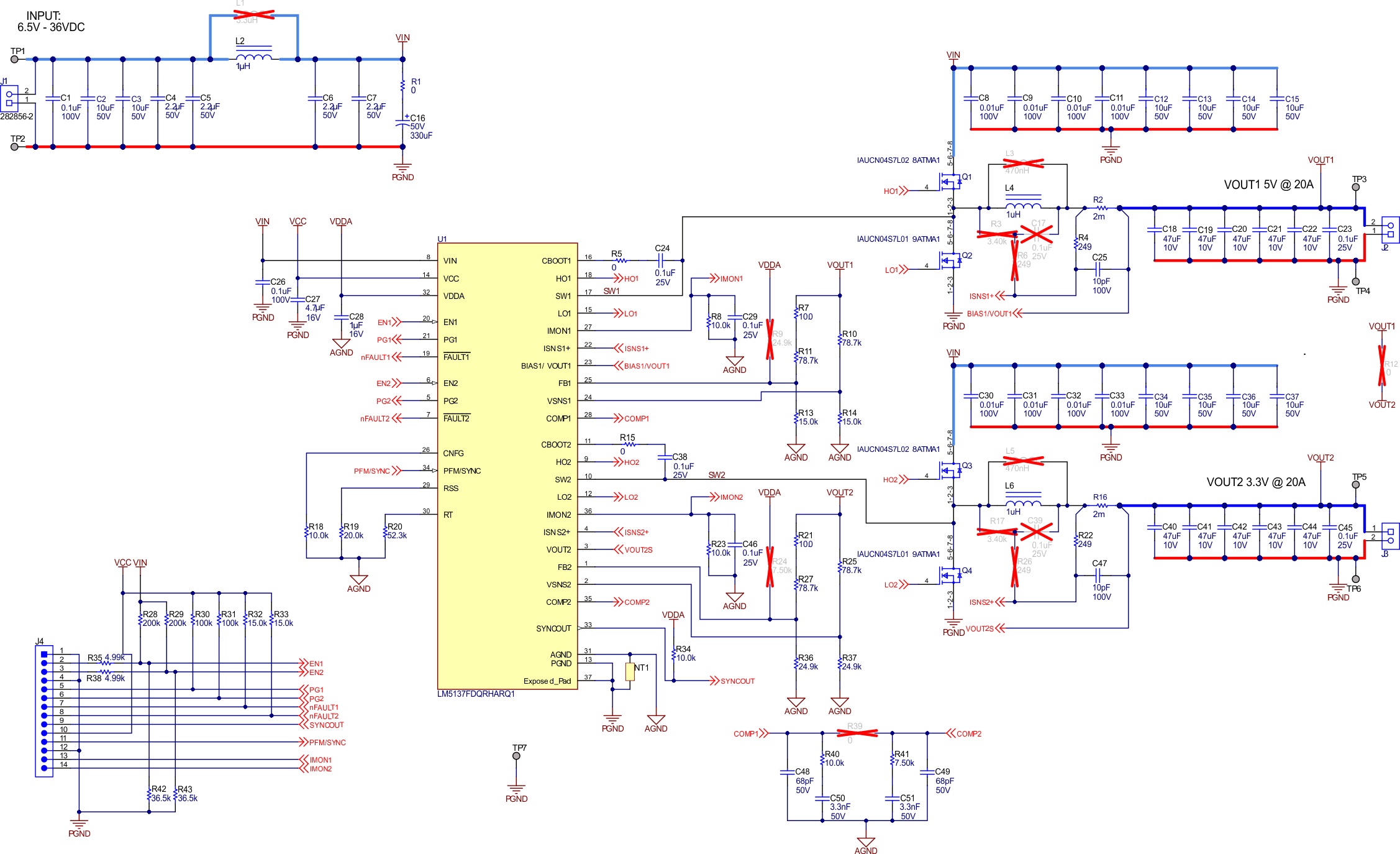 LM25137F-Q1-EVM5D3 EVM Schematic