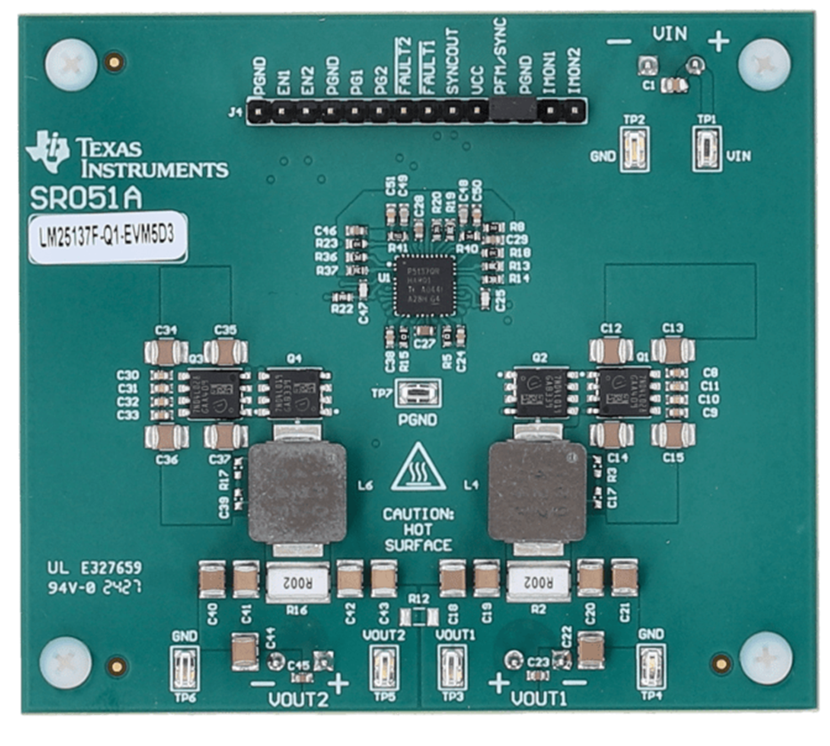 LM25137F-Q1-EVM5D3 LM25137-Q1 EVM, 84mm × 74mm