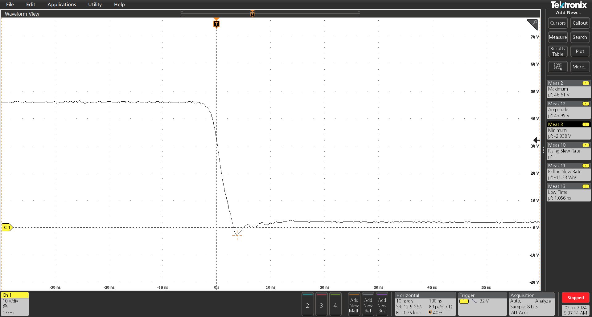 LMG2100EVM-097 SW Voltage Fall