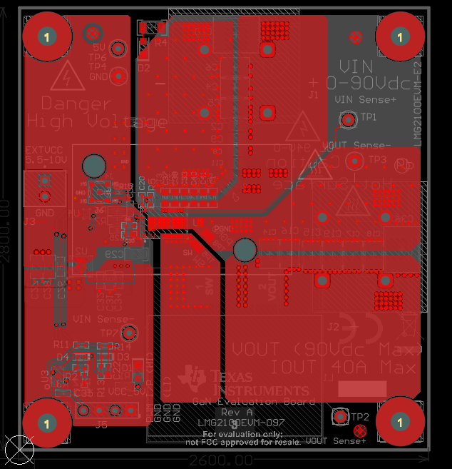 LMG2100EVM-097 Top Layer of the PCB