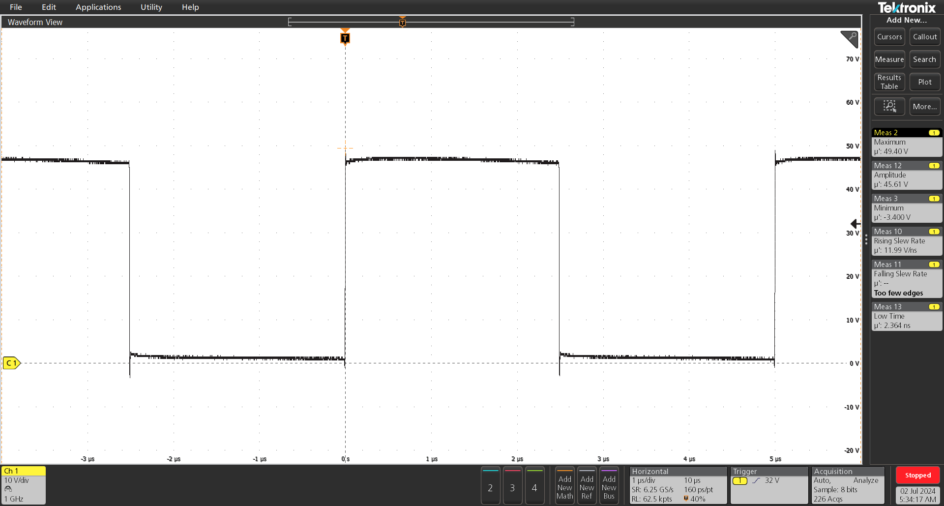 LMG2100EVM-097 SW Node Behavior Showing the Dead Time and the Overshoot