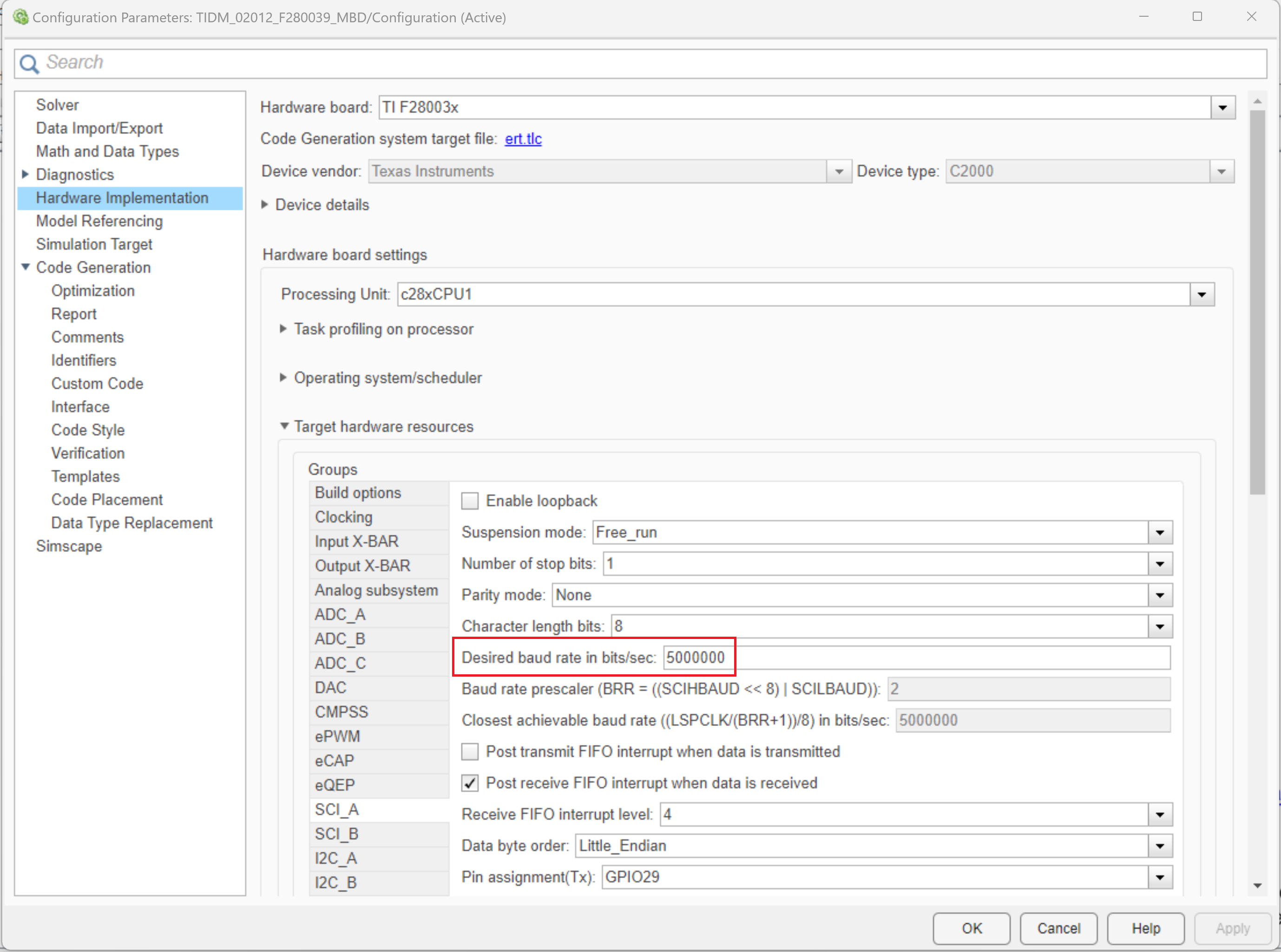 TIDM-02012 Baud Rate
                    Configuration