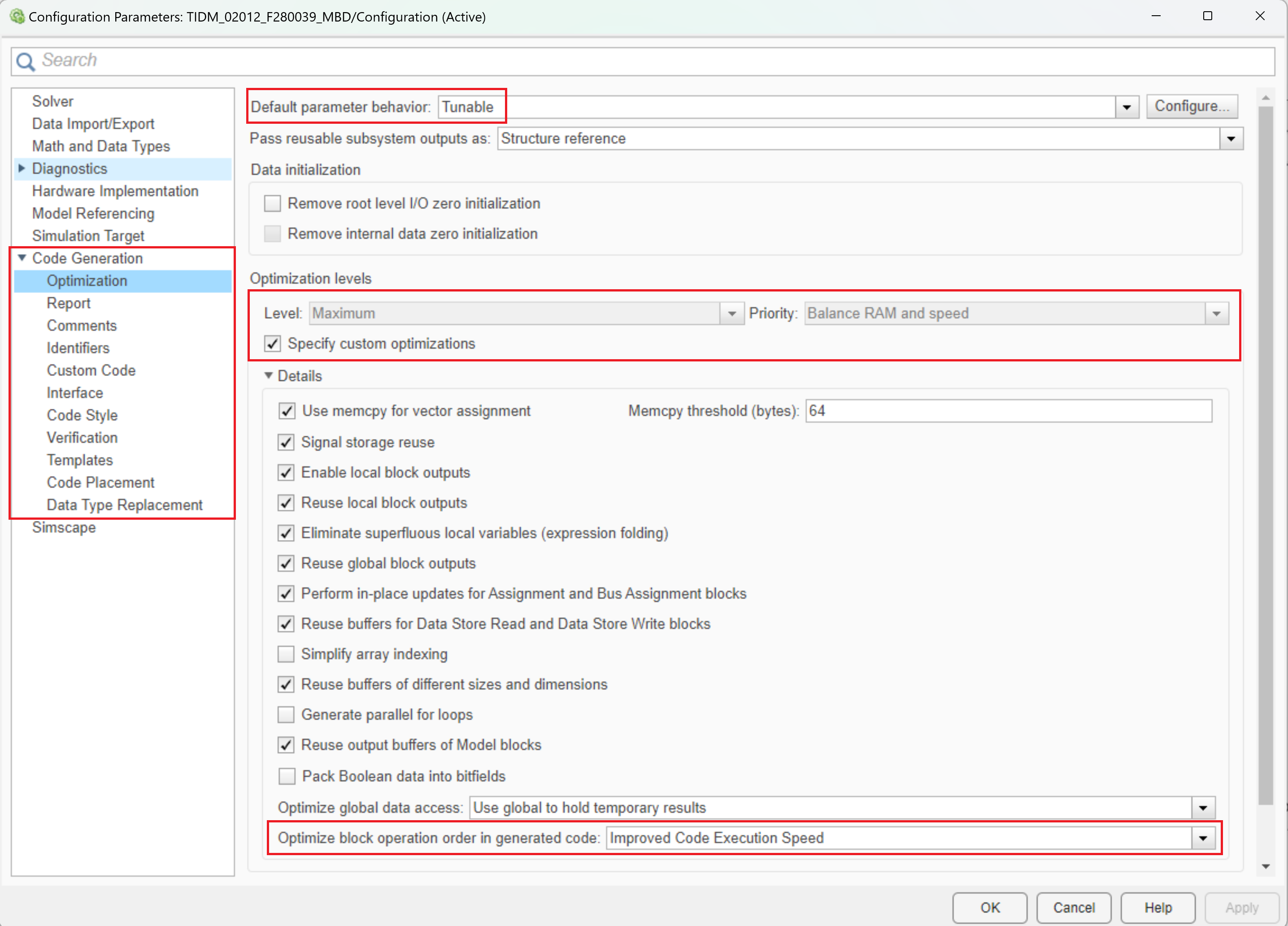 TIDM-02012 Configuration
                    Parameters