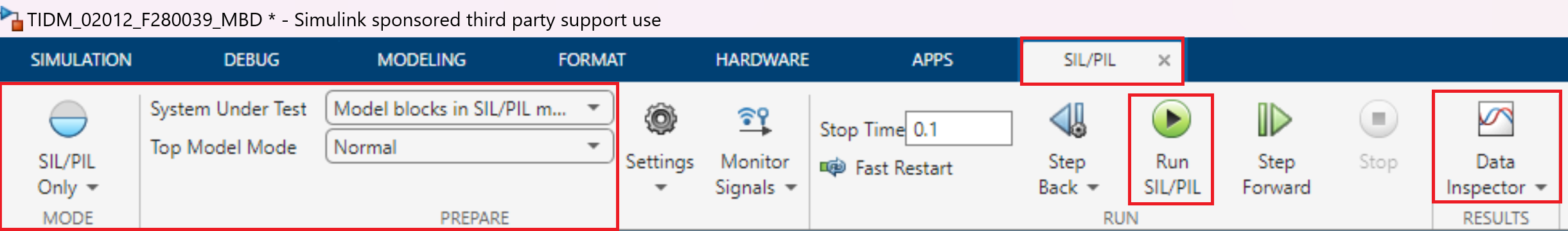 TIDM-02012 PIL Configuration
                    settings