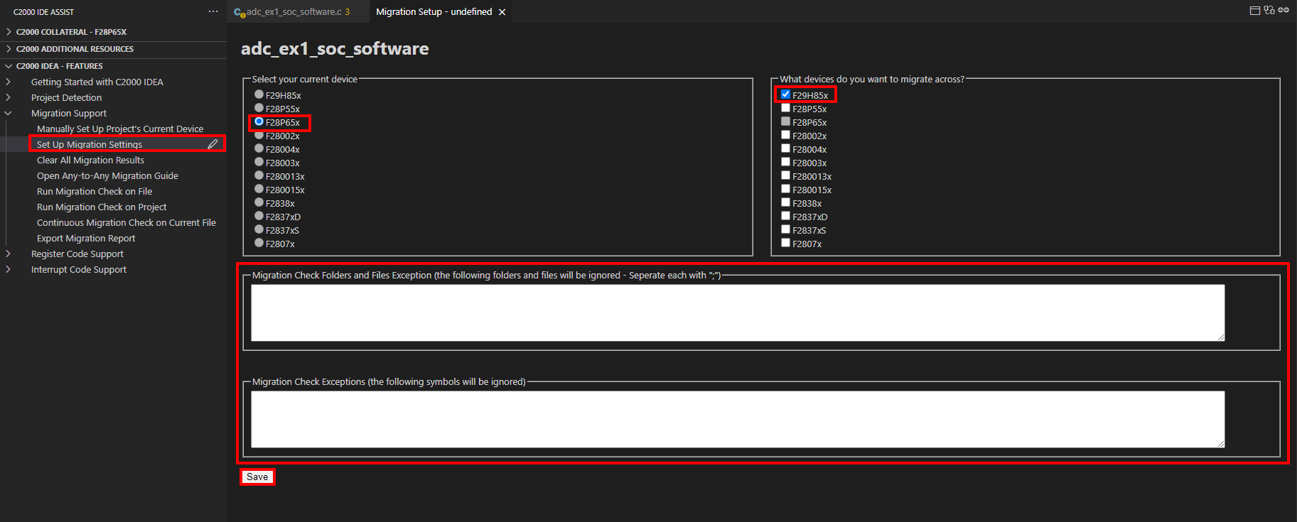  Migration
                                    Settings Setup