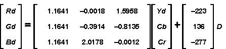 DRA742 DRA752 Conversion from YCbCr to RGB