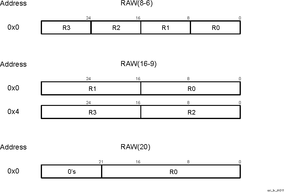  CSI_TX_IF RAW (UNPACKED)
                    memory data organization