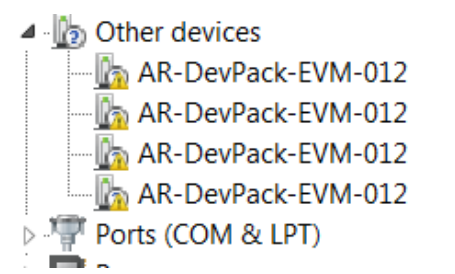 AWR2944EVM, AWR2944PEVM  Uninstalled FTDI
                    Drivers