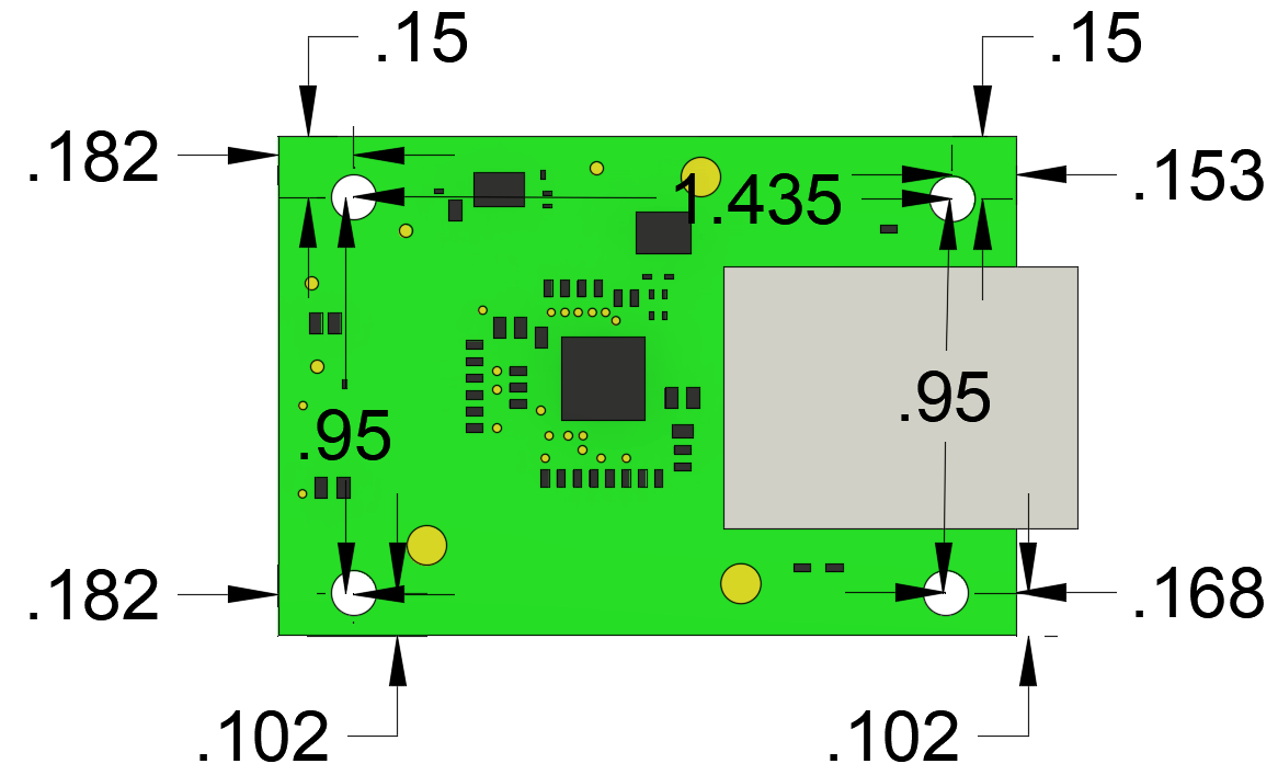 DP83826-EVM-AM2 Mounting Hole Positions