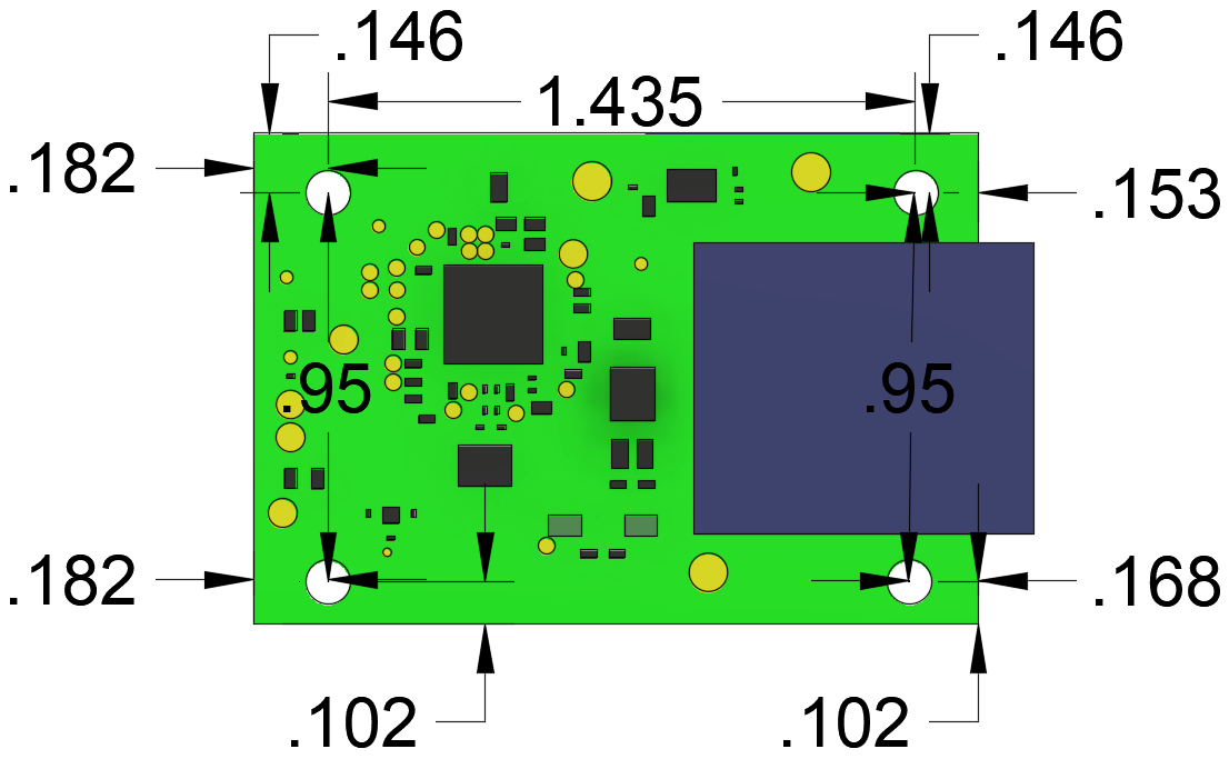 DP83TG720-EVM-AM2 Mounting Hole
                    Positions