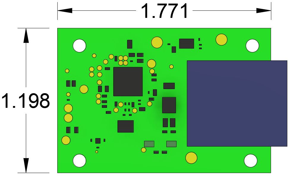 DP83TG720-EVM-AM2 Automotive Ethernet PHY Add-on
                    Board Dimensions