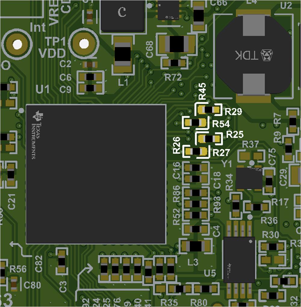 F29H85X-SOM-EVM MCAN-A Boot Selection Resistor
                    Locations