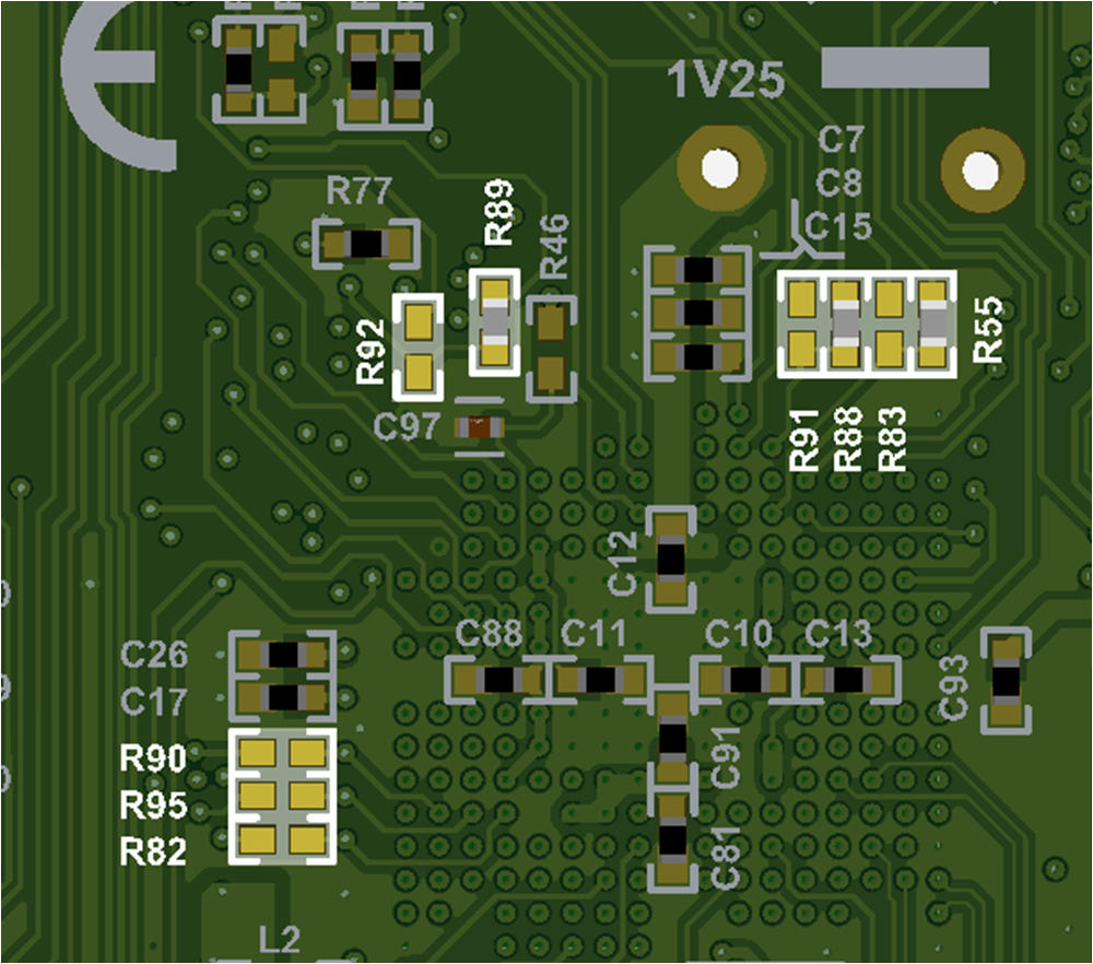 F29H85X-SOM-EVM FSI DLT Selection Resistor
                    Locations (Bottom)