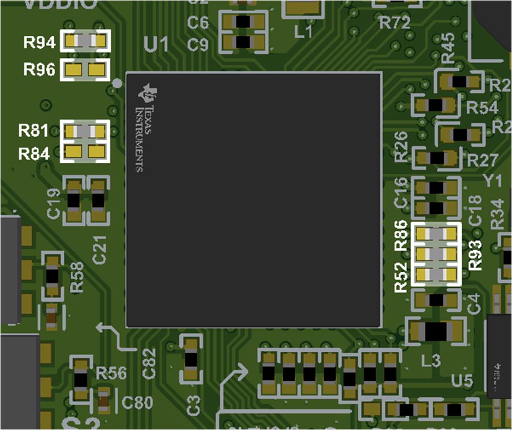 F29H85X-SOM-EVM FSI DLT Selection Resistor
                    Locations (Top)