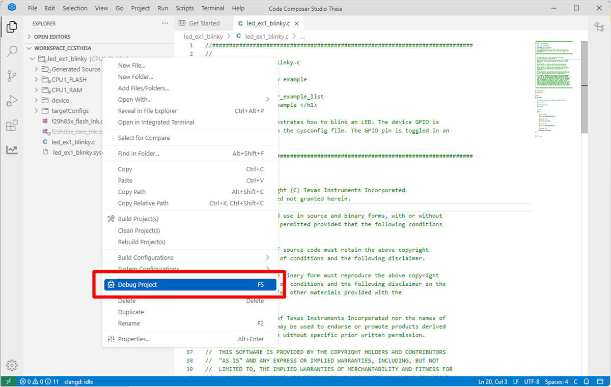 F29H85X-SOM-EVM Debug Project
                            Selection