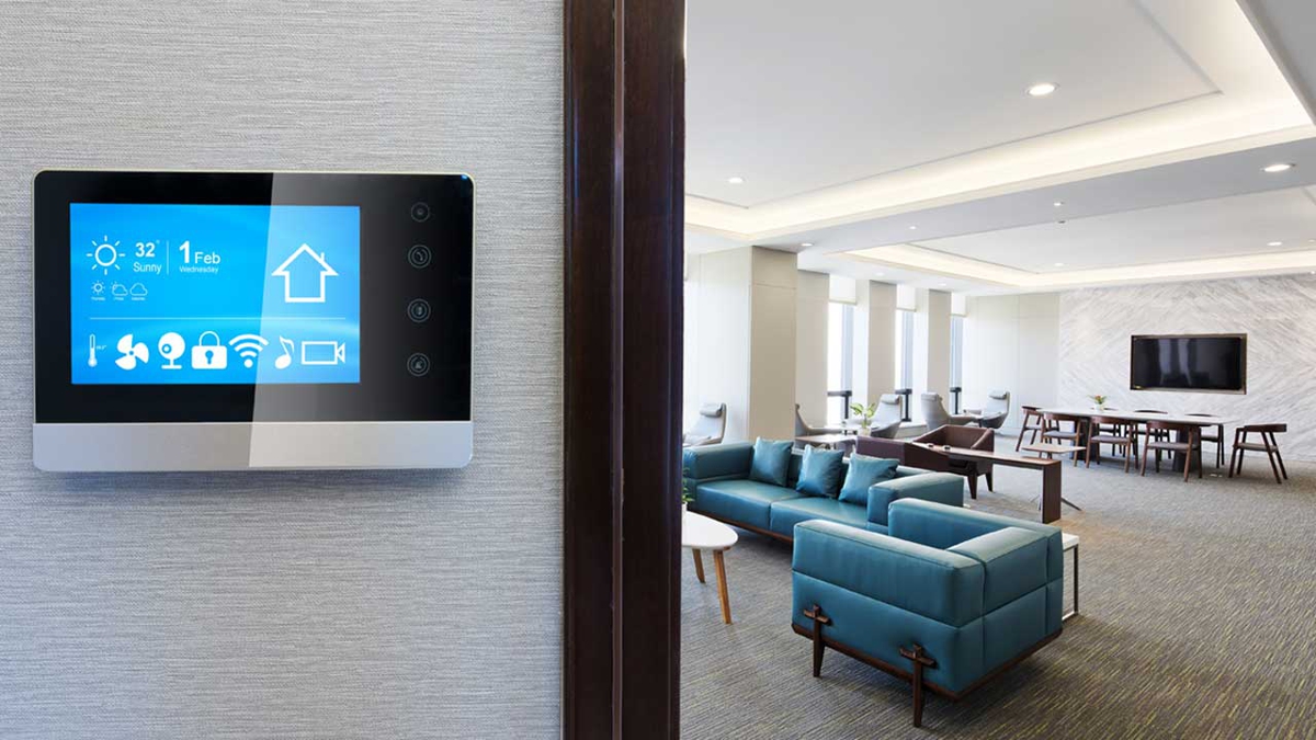  A Bluetooth smart thermostat
                    in a living room