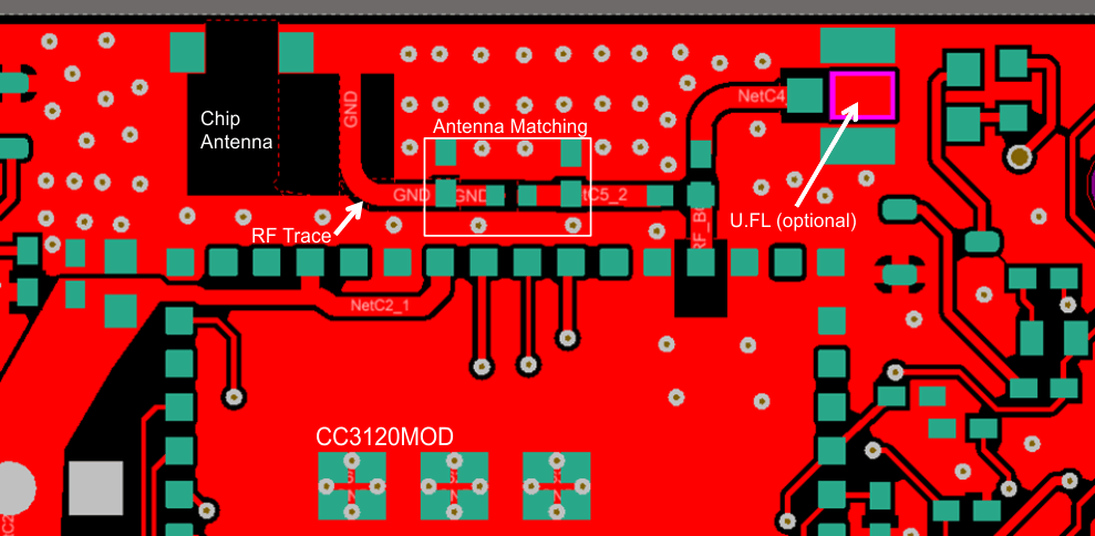 CC3120MOD RF Section Layout