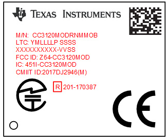 CC3120MOD SimpleLink™ CC3120 Module Markings