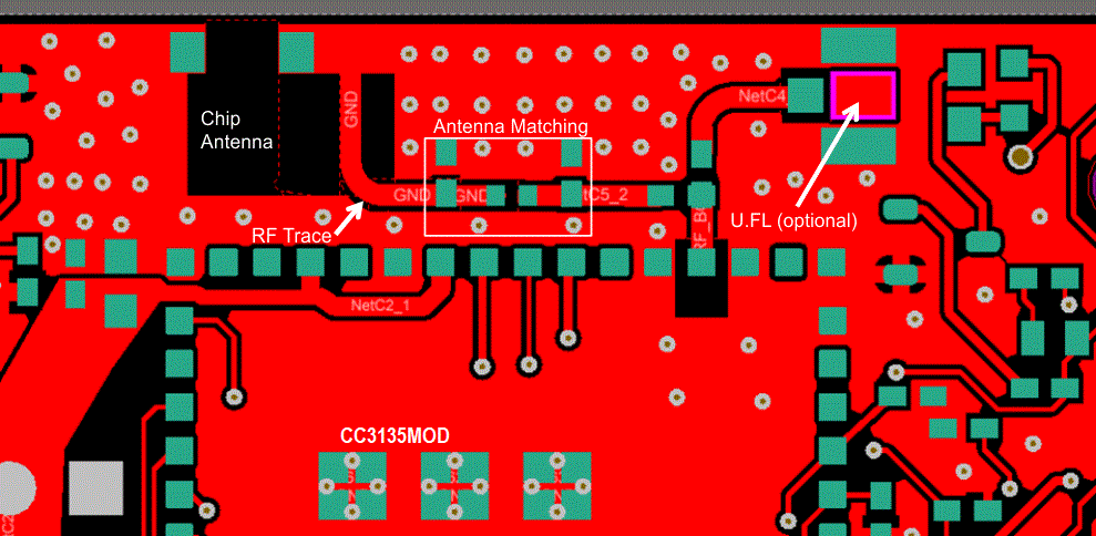 CC3135MOD RF Section Layout